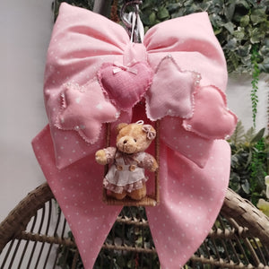 Fiocchi Nascita Artigianali Teddy Rosa