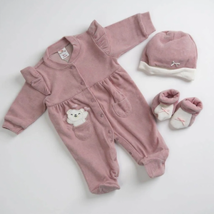 Set Neonato in Ciniglia 3 Pezzi