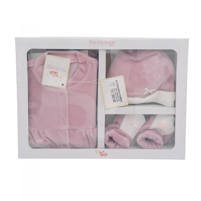 Set Neonato in Ciniglia 3 Pezzi 3/6 Mesi - 2
