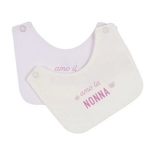 Bavaglino  Rosa con scritta “Amo la nonna/il nonno - 2
