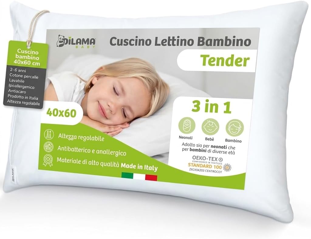 Dětský polštář do postýlky Dilamababy 40x60 s nastavitelnou výškou Made in Italy