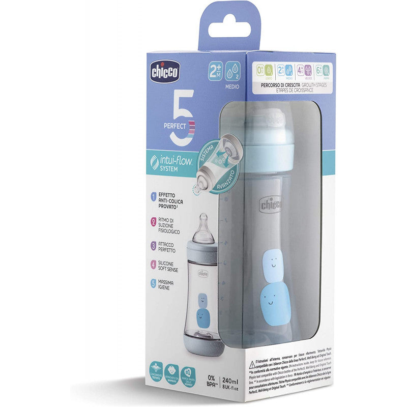 Biberon Chicco Perfect 5 - 240 ml - Azzurro - 4