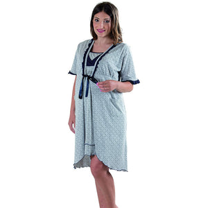Vestaglia da Notte Mezza Manica, Grigio Pois