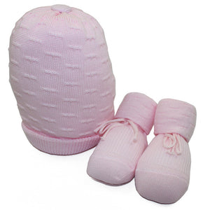 Set Cappellino e Calzini Neonato Rosa