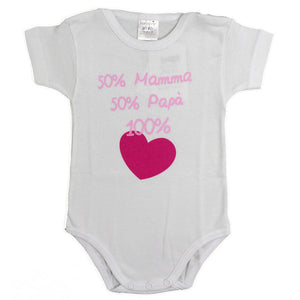 Body Mezza Manica 50% Mamma e 50% Papà Rosa - 9 Mesi