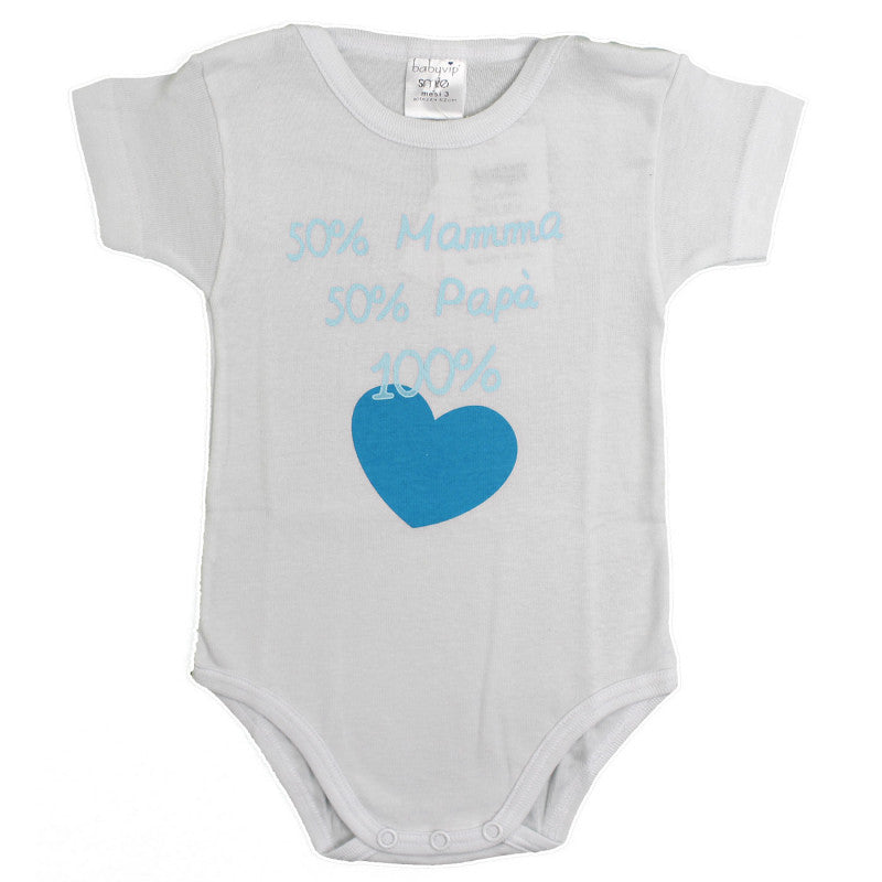 Body Neonato a Mezza Manica - 50% Mamma e 50% Papà - 6 Mesi