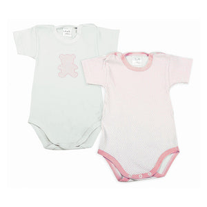 Set 2 Body Neonato a Mezza Manica - Pois Rosa
