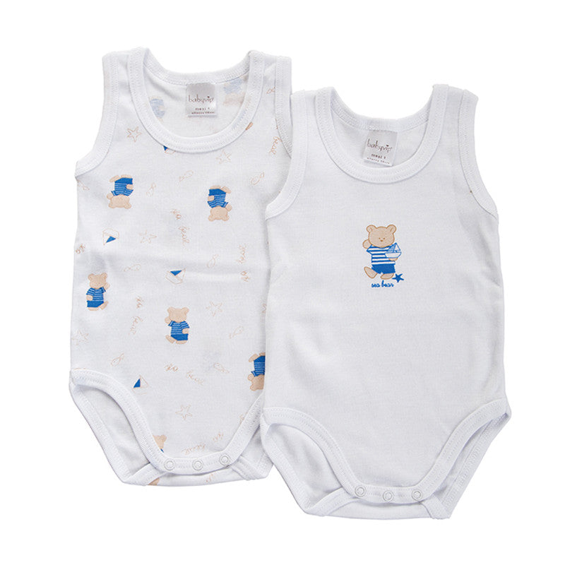 Set 2 Body Neonato a Giro Manica Orsetto Azzurro - 6 Mesi
