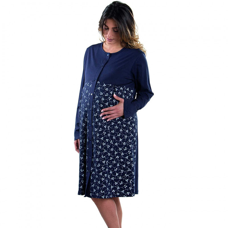 Camicia da Notte Fantasia Floreale Aperta Avanti