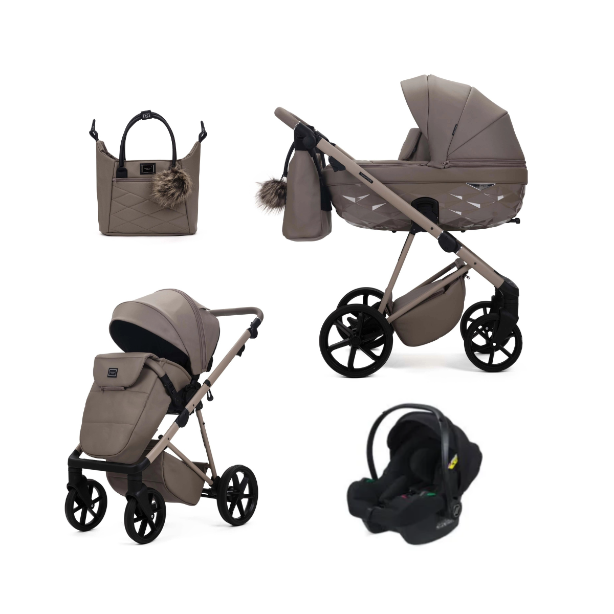 Adamex - Kočárek 3v1 Quantum Cappuccino Leather