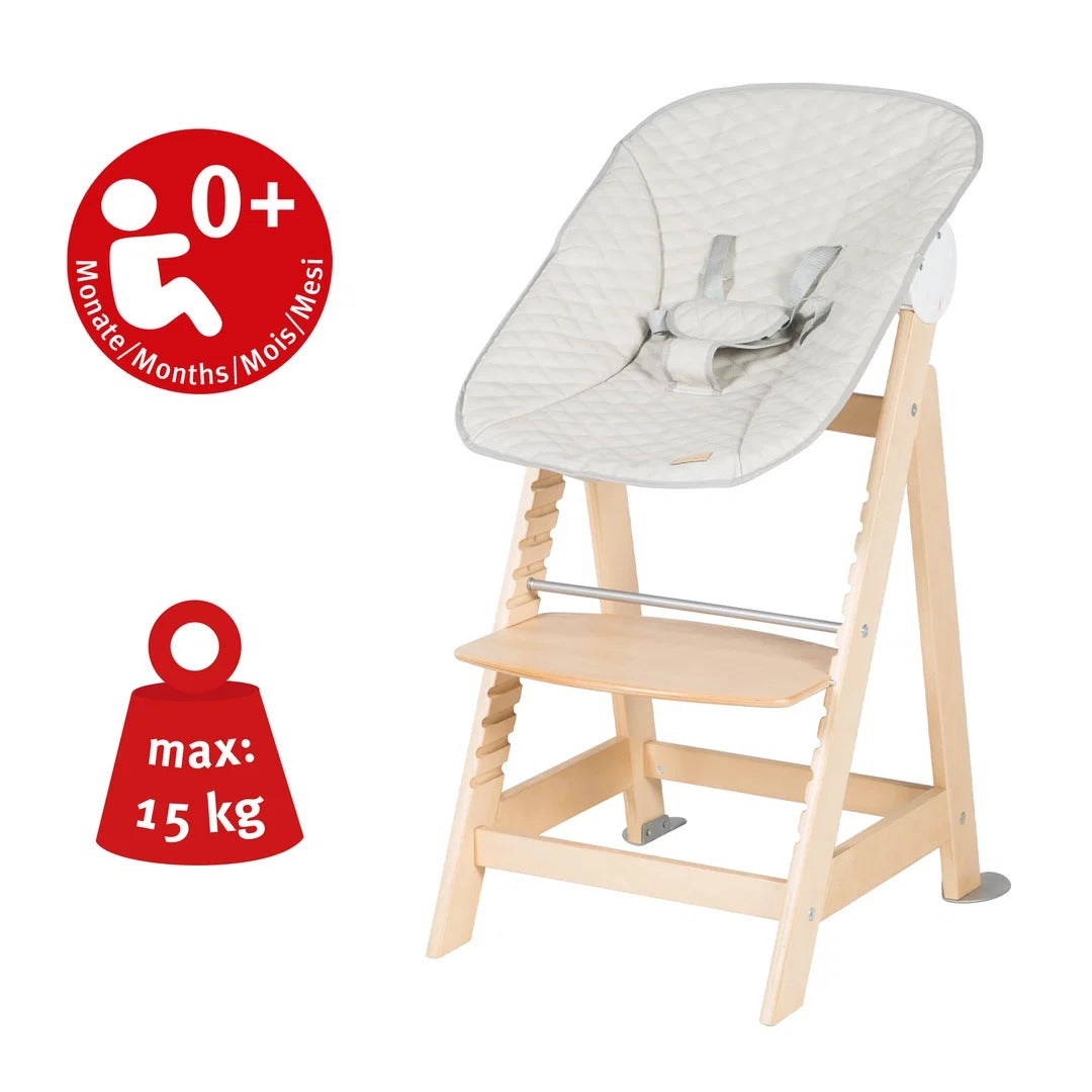 High Chair 'Born Up Set 2in1 Grey Quilted
