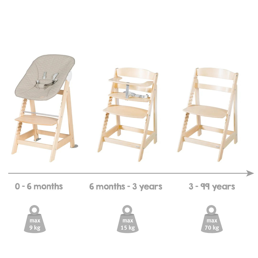 High Chair 'Born Up Set 2in1 Grey Quilted