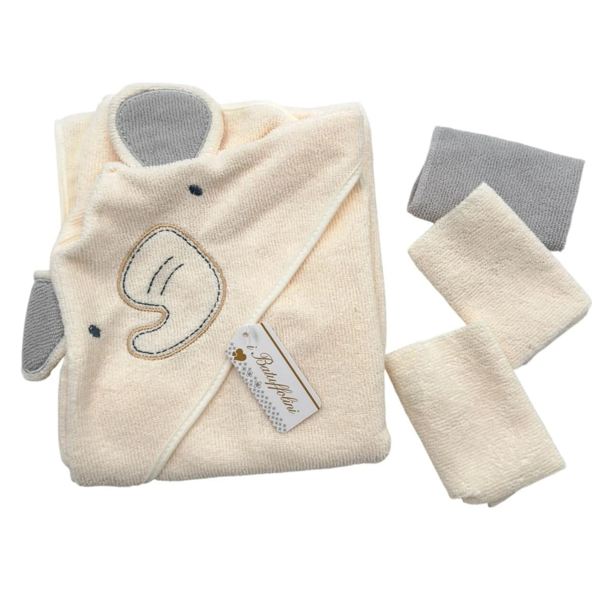Hooded Towel & 3 Washcloths Set
