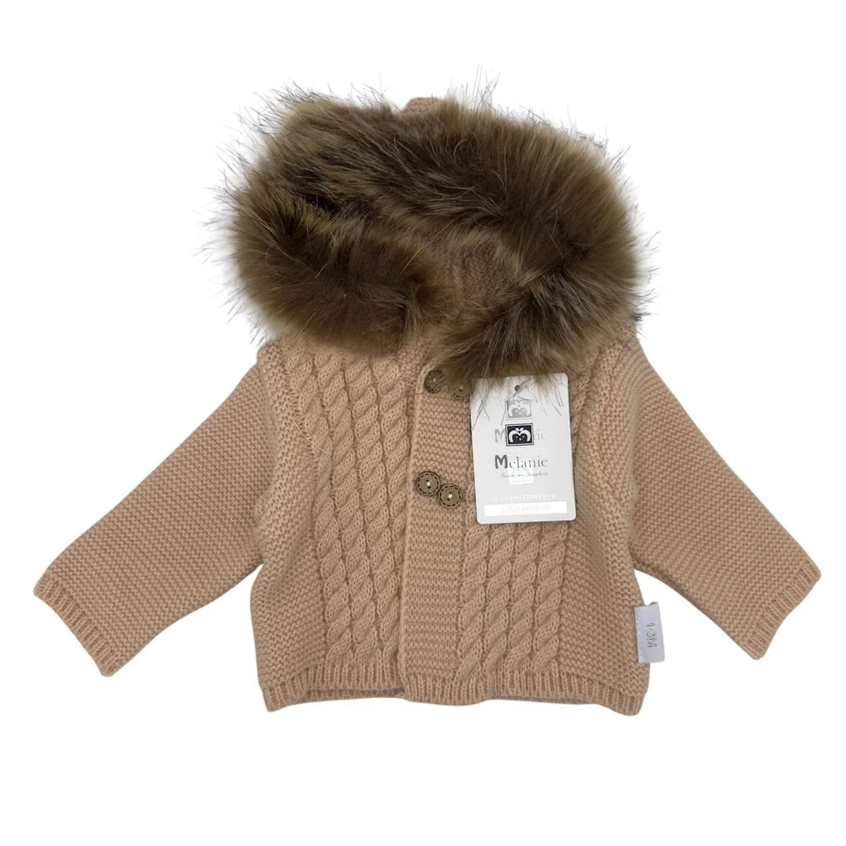 Salmon-colored short coat for newborns