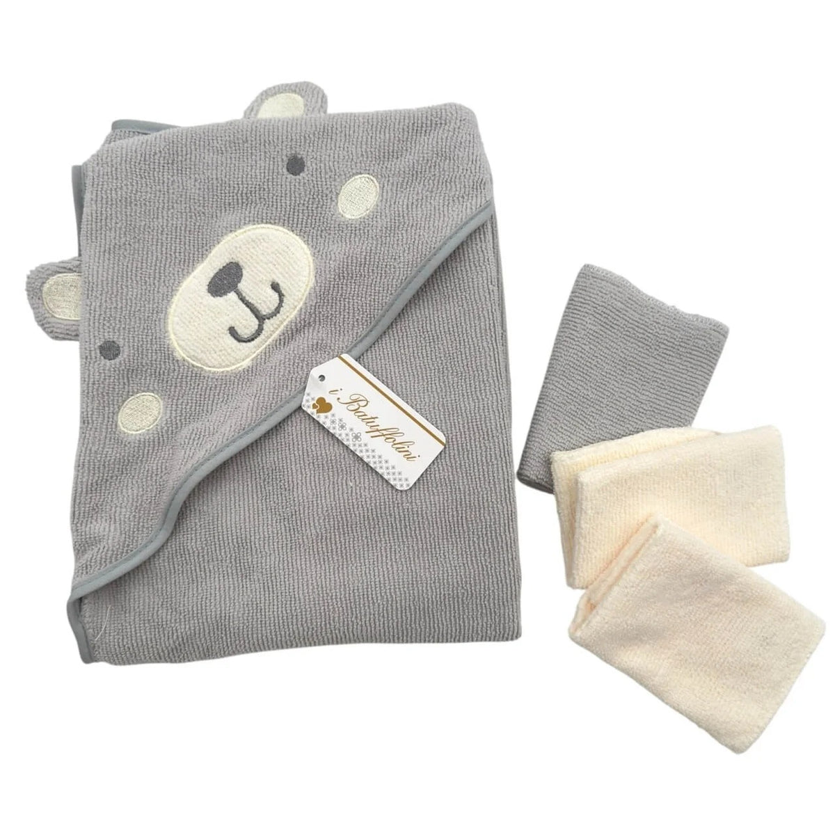 Hooded Towel & 3 Washcloths Set